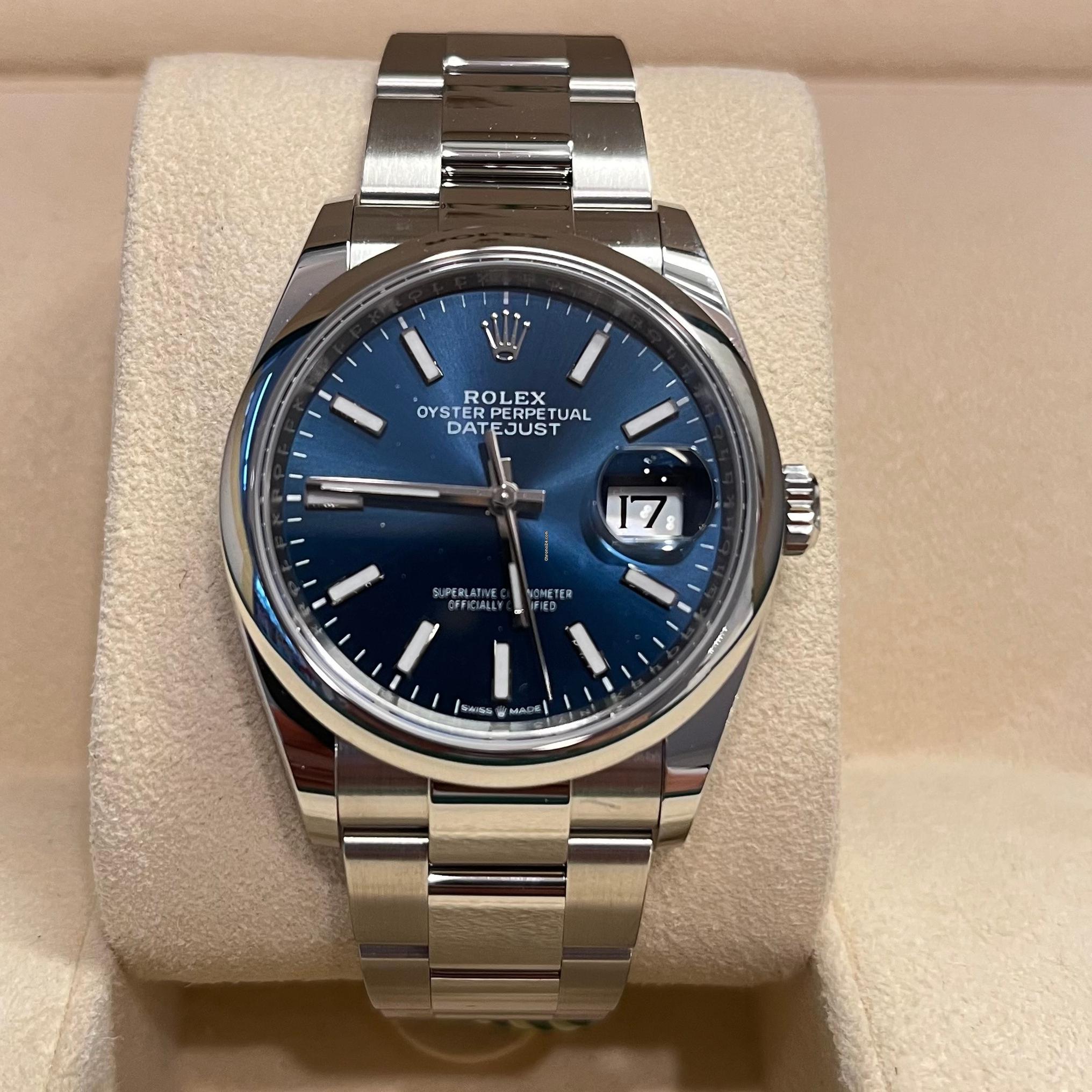 Rolex Datejust 36 36mm NEW 2025 ( May)/Blue Dial Index Oyster Band 126200