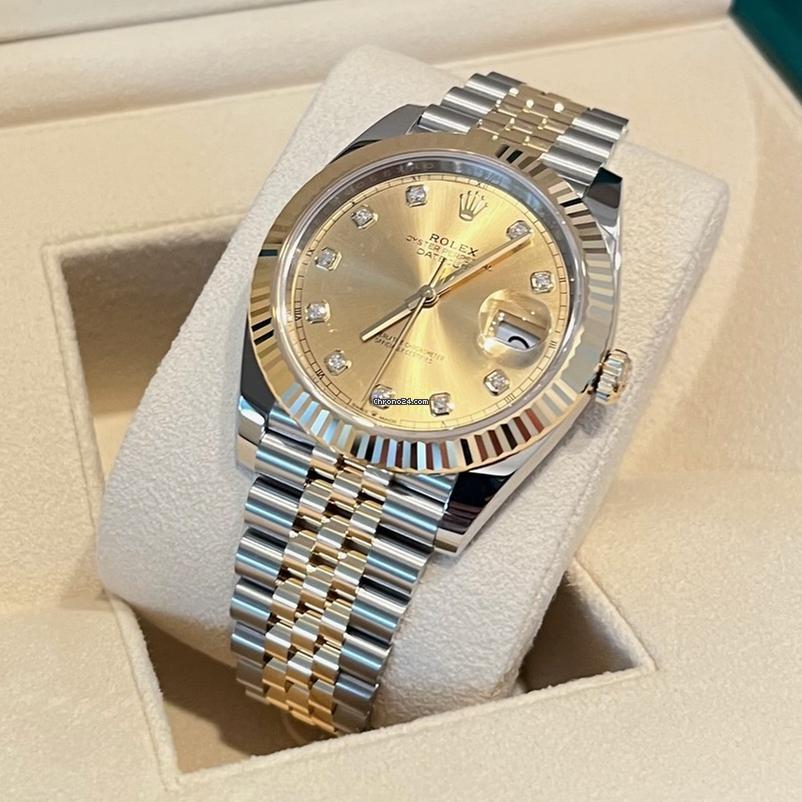 Rolex Datejust 41 mm/Like New (Unworn) (2025) Jubilee Band/10 Diamonds Champagne Dial/126333