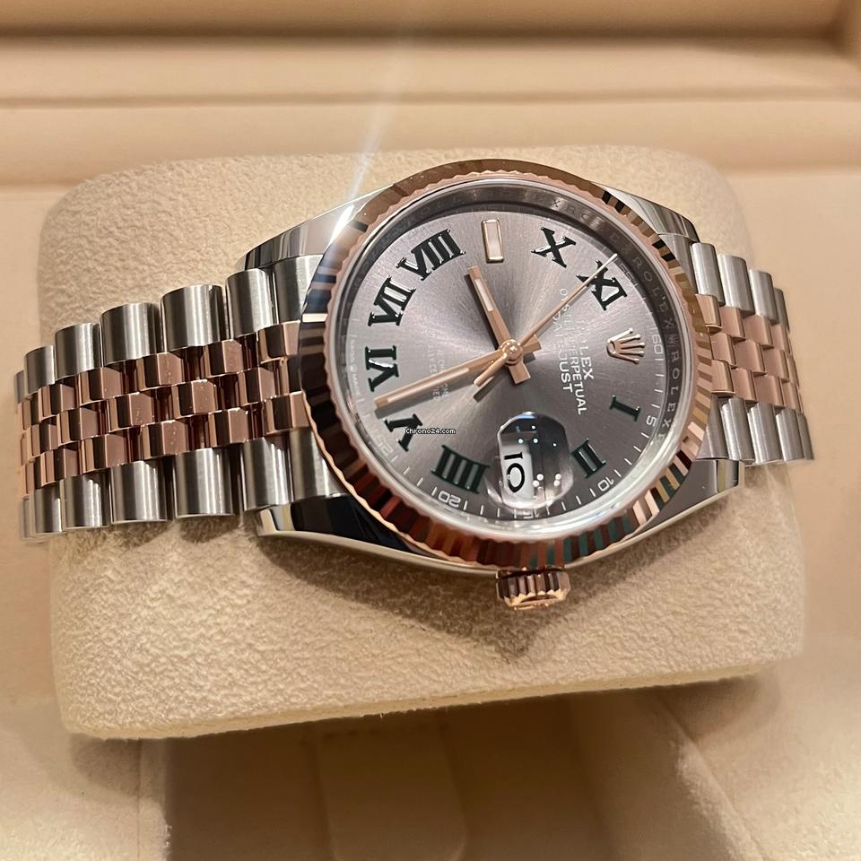 Rolex Datejust 36 36mm Like New (Unworn) 2025 (May)/Wimbledon Dial / Rose Gold / Jubilee 126231