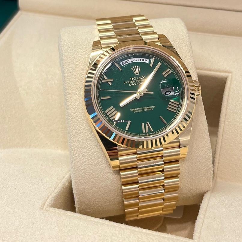 Rolex Day-Date 40 40mm NEW2025 (May) / Yellow Gold Green Dial/228238
