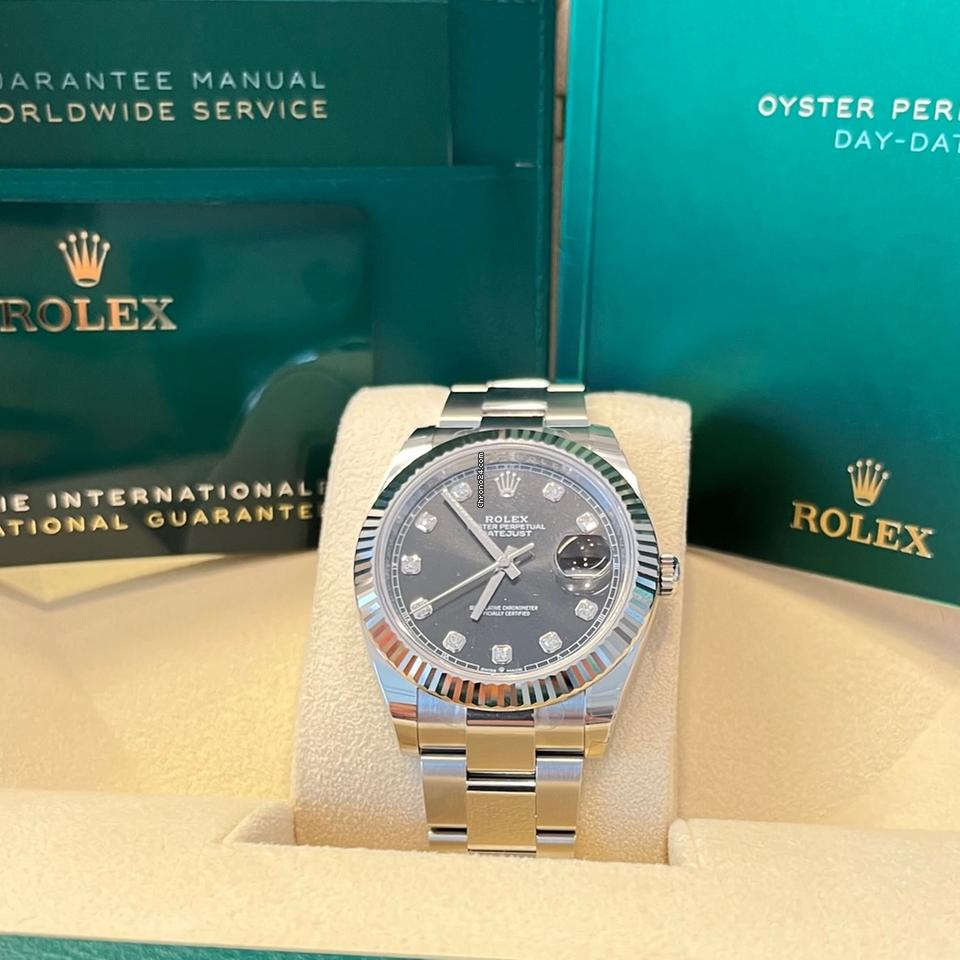 Rolex Datejust 41 41mm/Like New (Unworn) 2025 (April)/Black Dial Diamonds 126334
