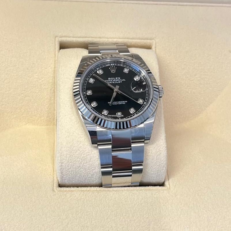 Rolex Datejust 41 41mm/Like New (Unworn) 2025 (April)/Black Dial Diamonds 126334