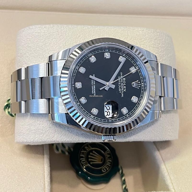 Rolex Datejust 41 41mm/Like New (Unworn) 2025 (April)/Black Dial Diamonds 126334