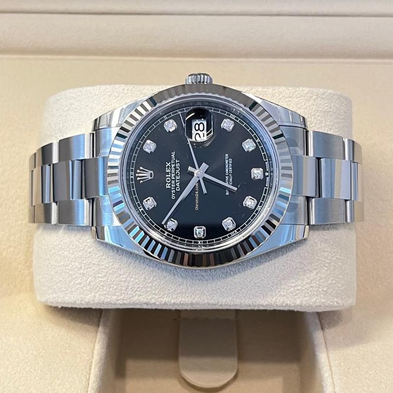 Rolex Datejust 41 41mm/Like New (Unworn) 2025 (April)/Black Dial Diamonds 126334
