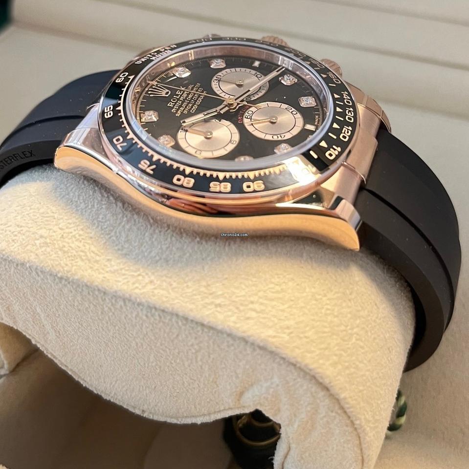 Rolex Daytona Cosmograph Daytona / Like New (Unworn) 2025 (Aprol) Rose Gold/Oysterflex BLACK DIAL Diamonds 126515LN
