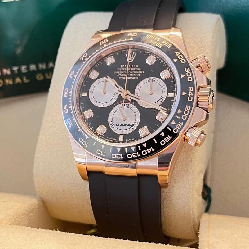 Rolex Daytona Cosmograph Daytona / Like New (Unworn) 2025 (Aprol) Rose Gold/Oysterflex BLACK DIAL Diamonds 126515LN
