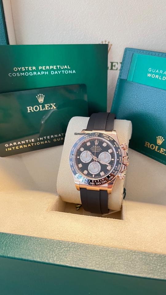 Rolex Daytona Cosmograph Daytona / Like New (Unworn) 2025 (Aprol) Rose Gold/Oysterflex BLACK DIAL Diamonds 126515LN