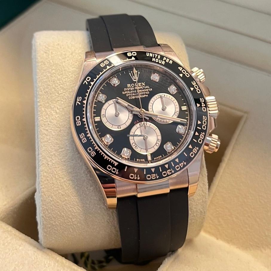 Rolex Daytona Cosmograph Daytona / NEW 2025 (Aprol) Rose Gold/Oysterflex BLACK DIAL Diamonds 126515LN