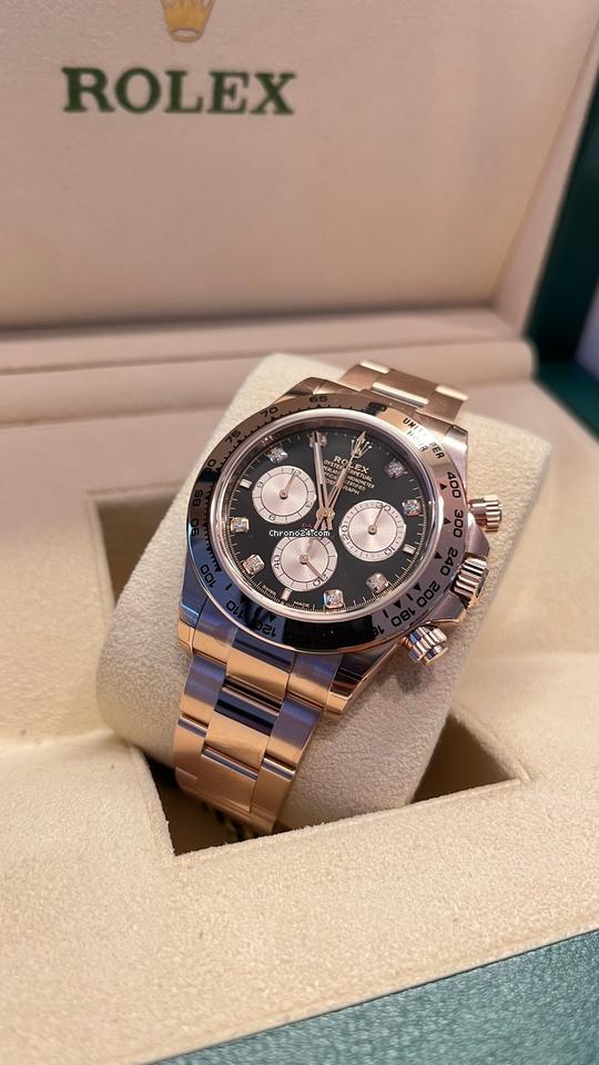 Rolex Daytona Daytona/Like New (Unworn) 2025 (March)/Black Dial Diamond Rose GOLD/126505