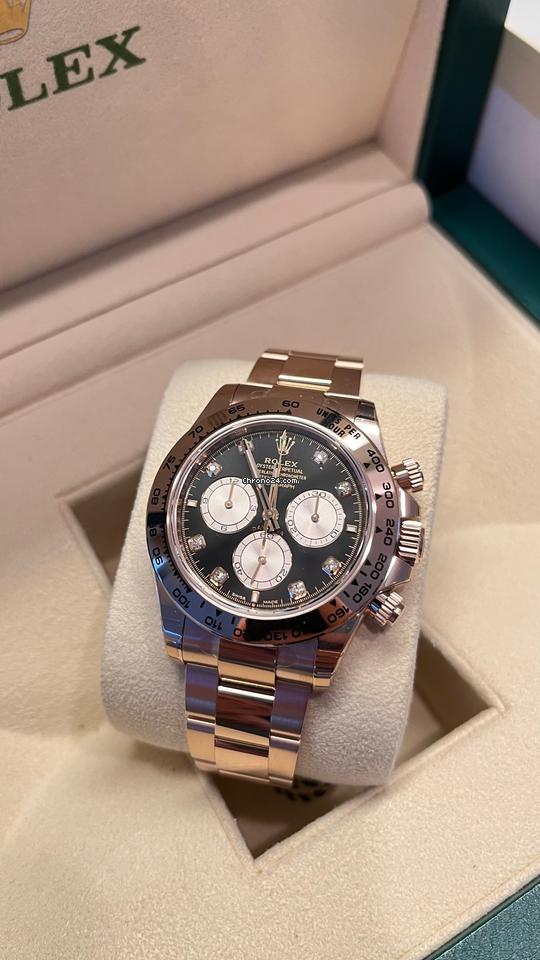 Rolex Daytona Daytona/Like New (Unworn) 2025 (March)/Black Dial Diamond Rose GOLD/126505