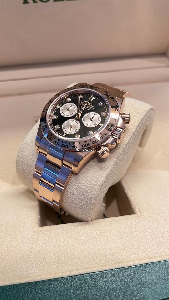 Rolex Daytona Daytona/Like New (Unworn) 2025 (March)/Black Dial Diamond Rose GOLD/126505