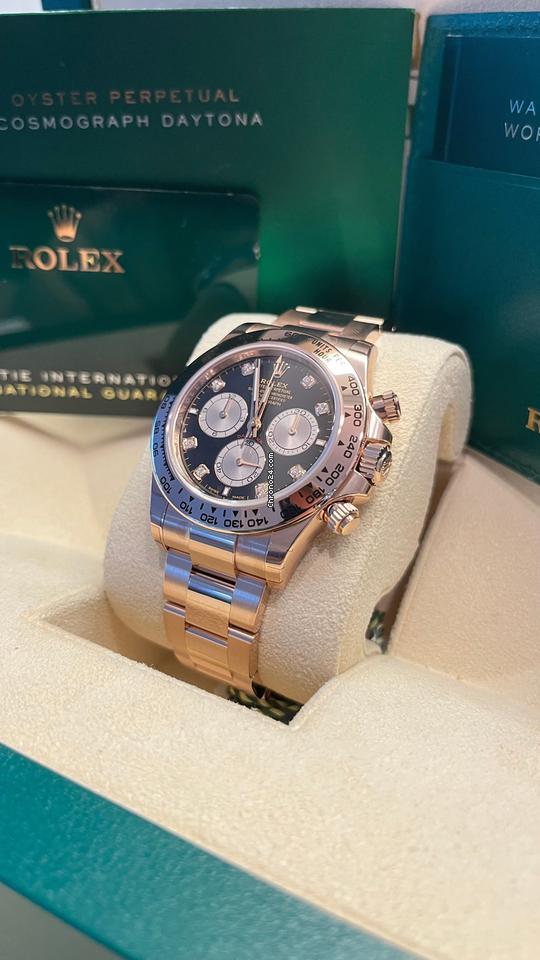 Rolex Daytona Daytona/Like New (Unworn) 2025 (March)/Black Dial Diamond Rose GOLD/126505