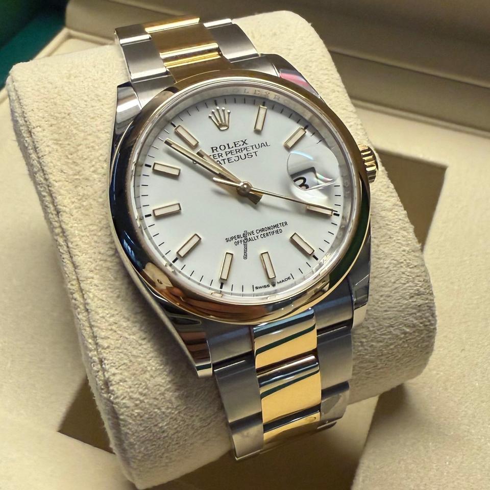 Rolex Datejust 36 36mm Like New (Unworn) 2025 White Index/Oyster/Two-Tones Yellow Gold / Steel/126203