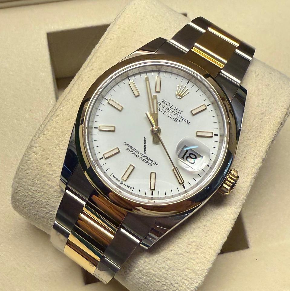Rolex Datejust 36 36mm Like New (Unworn) 2025 White Index/Oyster/Two-Tones Yellow Gold / Steel/126203