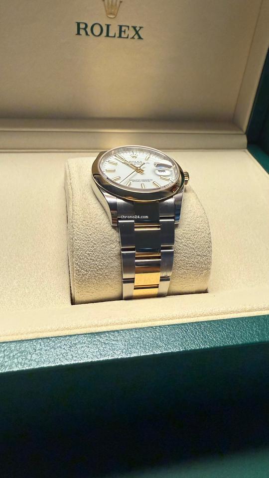 Rolex Datejust 36 36mm Like New (Unworn) 2025 White Index/Oyster/Two-Tones Yellow Gold / Steel/126203