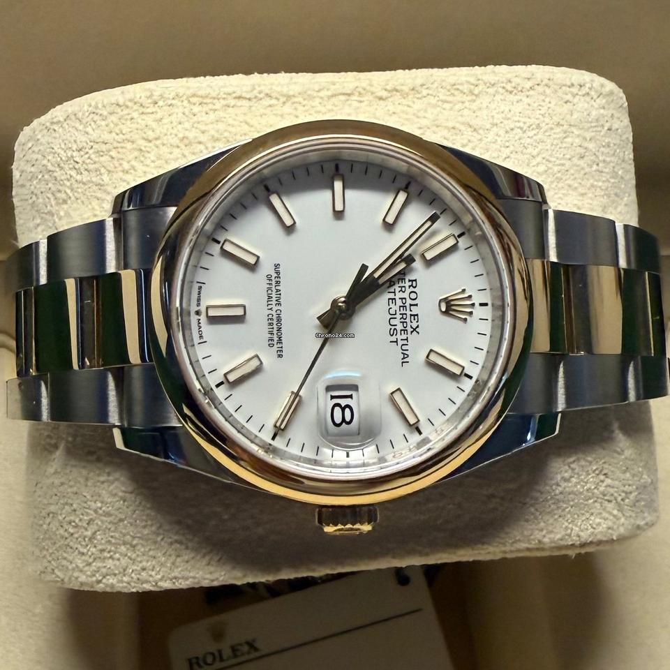 Rolex Datejust 36 36mm Like New (Unworn) 2025 White Index/Oyster/Two-Tones Yellow Gold / Steel/126203
