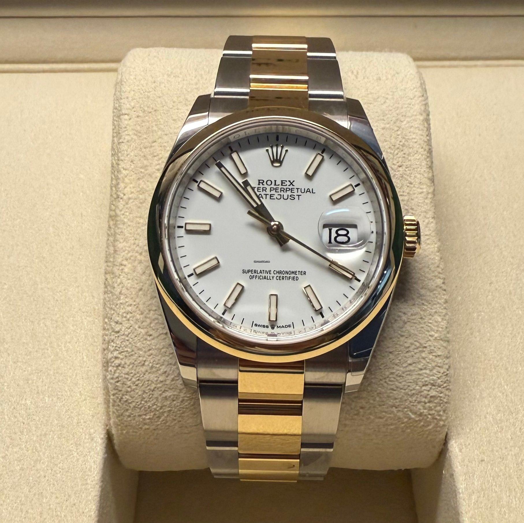 Rolex Datejust 36 36mm New 2025 White Index/Oyster/Two-Tones Yellow Gold / Steel/126203